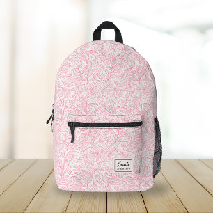 Vintage-Rosa-Blumenmuster mit individuellem Schrif Bedruckter Rucksack