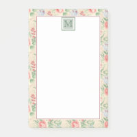Vintage-Rosa-Blumenmuster-Monogramm