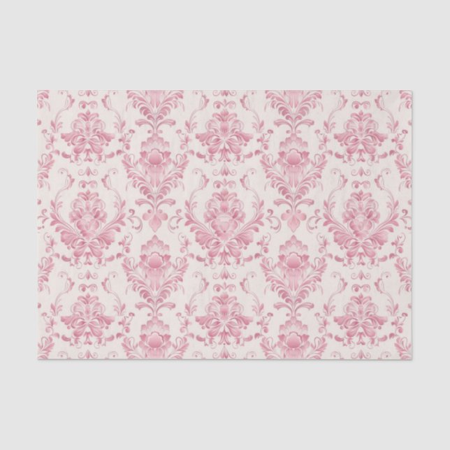 Vintage-Rosa-Blumenmuster Seidenpapier (Vorderseite)