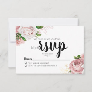 Vintage rosa Blumenrosen Navy Blau Hochzeit RSVP Karte