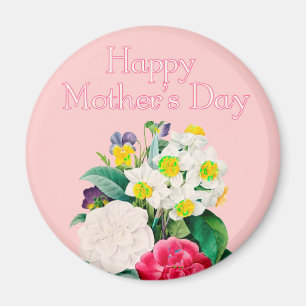 Vintage-Rosa-Blumenstrauß Frohen Muttertag Magnet