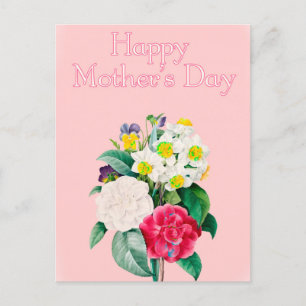 Vintage-Rosa-Blumenstrauß Frohen Muttertag Postkarte