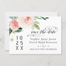 Vintage Rosa Blush Blume Hochzeitkalligraphie Save The Date