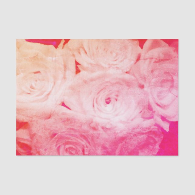 Vintage Rosa Blütenblume Foto decoupage Kunsthandw Seidenpapier (Vorderseite)