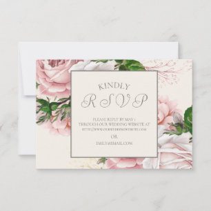 Vintage Rosa Blütencreme Hochzeit RSVP Karte