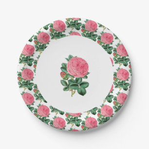 Vintage-Rosa-Botanik-Party Pappteller
