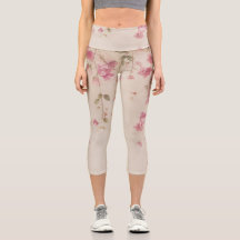 Vintage rosa Bougainvillea Capri Leggings