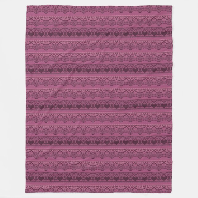 Vintage, rosa, braune Dekoration Fleecedecke (Vorderseite)