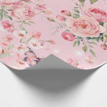 Vintage Rosa Chic Rosen und Schmetterlinge Muster