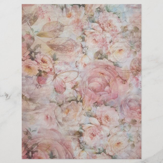 Vintage Rosa Collage Blumentypografie Flyer (Vorne)