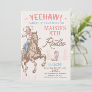 Vintage Rosa Cowgirl Rodeo Geburtstag für jedes Al Einladung