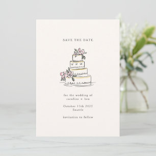 Vintage rosa Creme-Doodle Minimalistische Hochzeit Save The Date