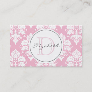 Vintage rosa Damast-Monogramm-Verabredungs-Karte Terminkarte