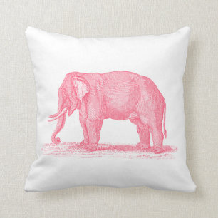 Vintage rosa Elefant 1800s Elefant-Illustration Kissen