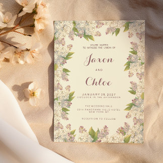 Vintage Rosa-Elfenbein-Hochzeit Einladung