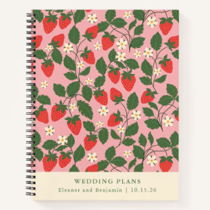 Vintage-Rosa-Erdbeere-Personalisierte-Hochzeitsplä Notizbuch
