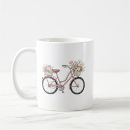Vintage-Rosa-Fahrrad mit floralen Körben Aufkleber Kaffeetasse