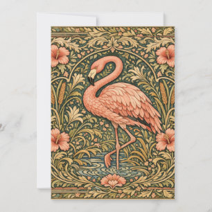 Vintage-Rosa-Flamingo-Art-Nouveau-Design Einladung