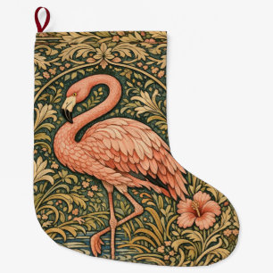 Vintage rosa Flamingo Art Nouveau Design Großer Weihnachtsstrumpf