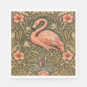 Vintage-Rosa-Flamingo-Art-Nouveau-Design Serviette