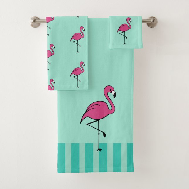 Vintage Rosa Flamingo Badetücher Set Geschenk (Insitu)