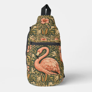 Vintage-Rosa-Flamingo im Jugendstil-Design Crossbody Bag