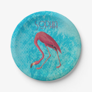 Vintage Rosa Flamingo Pappteller