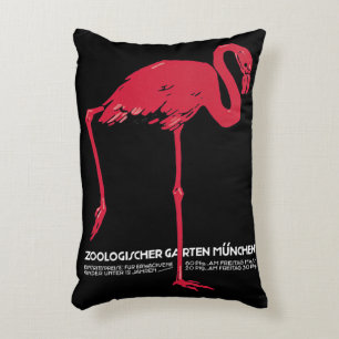 Vintage Rosa Flamingo-Vogel im Zoo München Deutsch Dekokissen