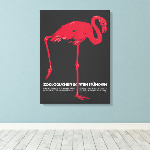 Vintage rosa Flamingovogel im Zoo München Deutschl Leinwanddruck