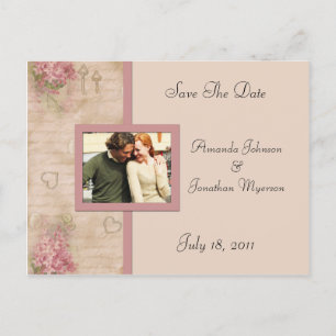 Vintage rosa Fliedern Save the Date Ankündigungspostkarte