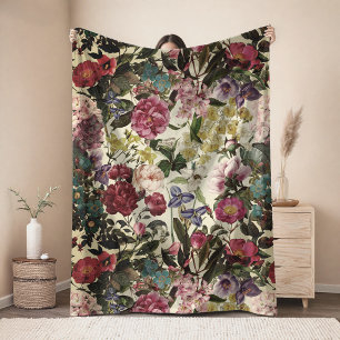 Vintage rosa florales beiges Muster Fleecedecke