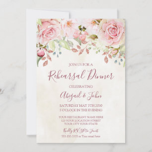 Vintage rosa florales Frühlings-Probeessen-Einladu Einladung