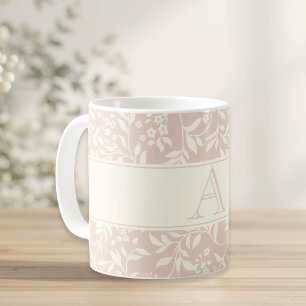 Vintage rosa florales personalisiertes Anfangsbuch Kaffeetasse