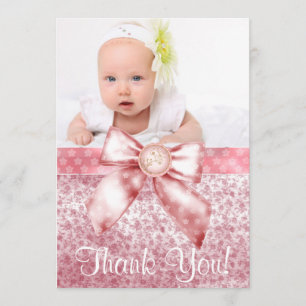 Vintage-Rosa-Foto-Dankeskarten für Baby-Mädchen Dankeskarte
