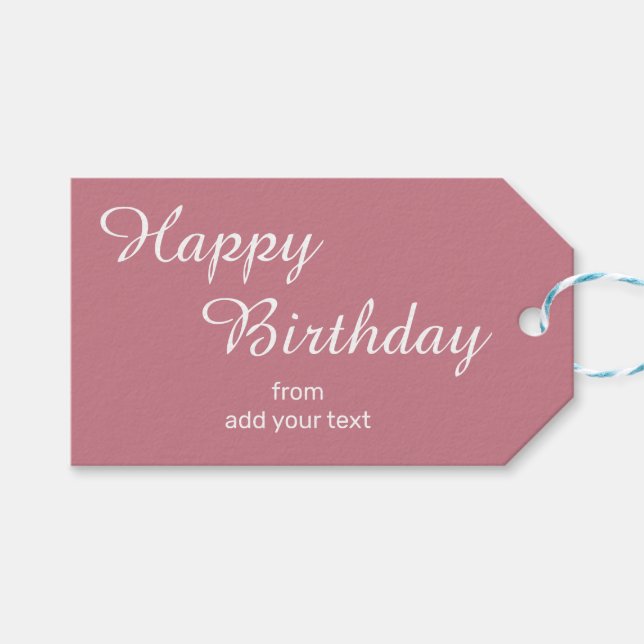 Vintage Rosa Geburtstagsgeschenke Geschenkanhänger (Vorderseite (Horizontal))