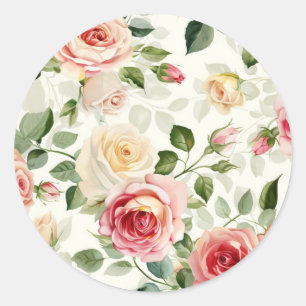 Vintage-Rosa-gelbe-Rosen-Aufkleber Runder Aufkleber