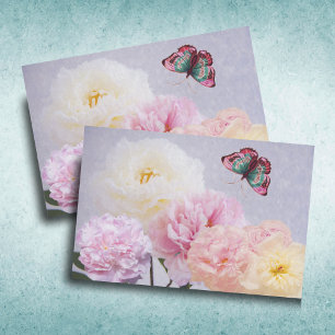 Vintage Rosa, Gelbe und Weiße Pfingstrosen Schmett Seidenpapier