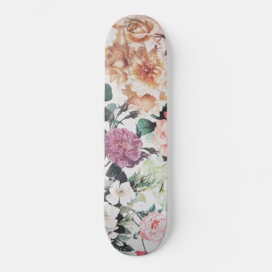 Vintage Rosa-Gelbfärbung der Rose Blumen Skateboard