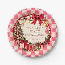 Vintage rosa Gingham-Schleife Weihnachtsfeier