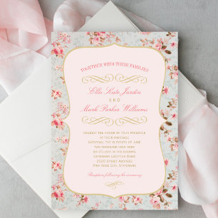 Vintage Rosa Gold Blumengarten Hochzeit Party Einladung