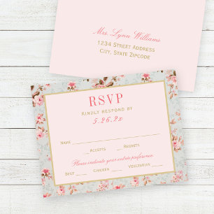 Vintage Rosa Gold Blumengarten Hochzeit Party RSVP Karte