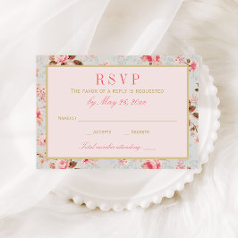 Vintage Rosa Gold Blumengarten Hochzeit Party RSVP Karte