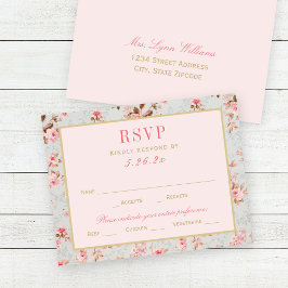 Vintage Rosa Gold Blumengarten Hochzeit Party RSVP Karte
