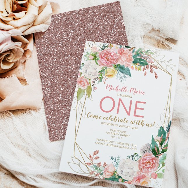 Vintage Rosa-Gold-Flora-Rose Einladung (Von Creator hochgeladen)