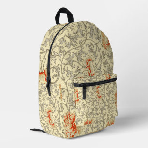 Vintage Rosa Grau Botanisch Floral Bedruckter Rucksack