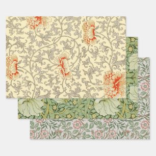 Vintage rosa graue Kunstwerke Botanische Flora Geschenkpapier Set