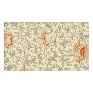 Vintage rosa graue Kunstwerke Botanische Flora Namenschild