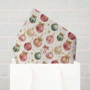 Vintage-Rosa-Grün-Rote-Weihnachtsdekoration Seidenpapier