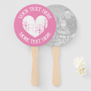 Vintage Rosa Herz Hochzeitsfeier Foto Handfans Fächer
