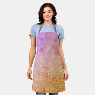 Vintage-Rosa-Herz-Schürze - Retro-Küchengeschenk Schürze